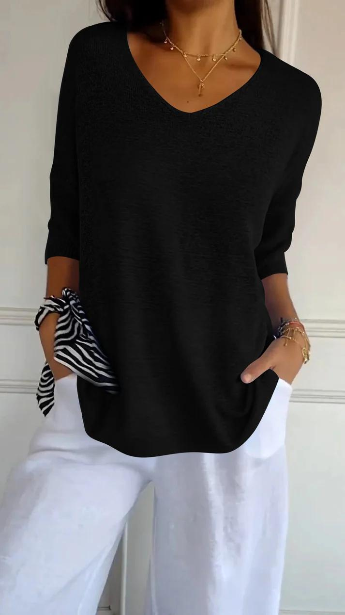 V-neck knitted sweater
