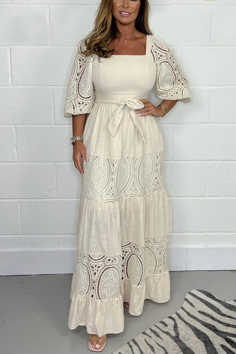 Lace Tummy Cover Patchwork Dress