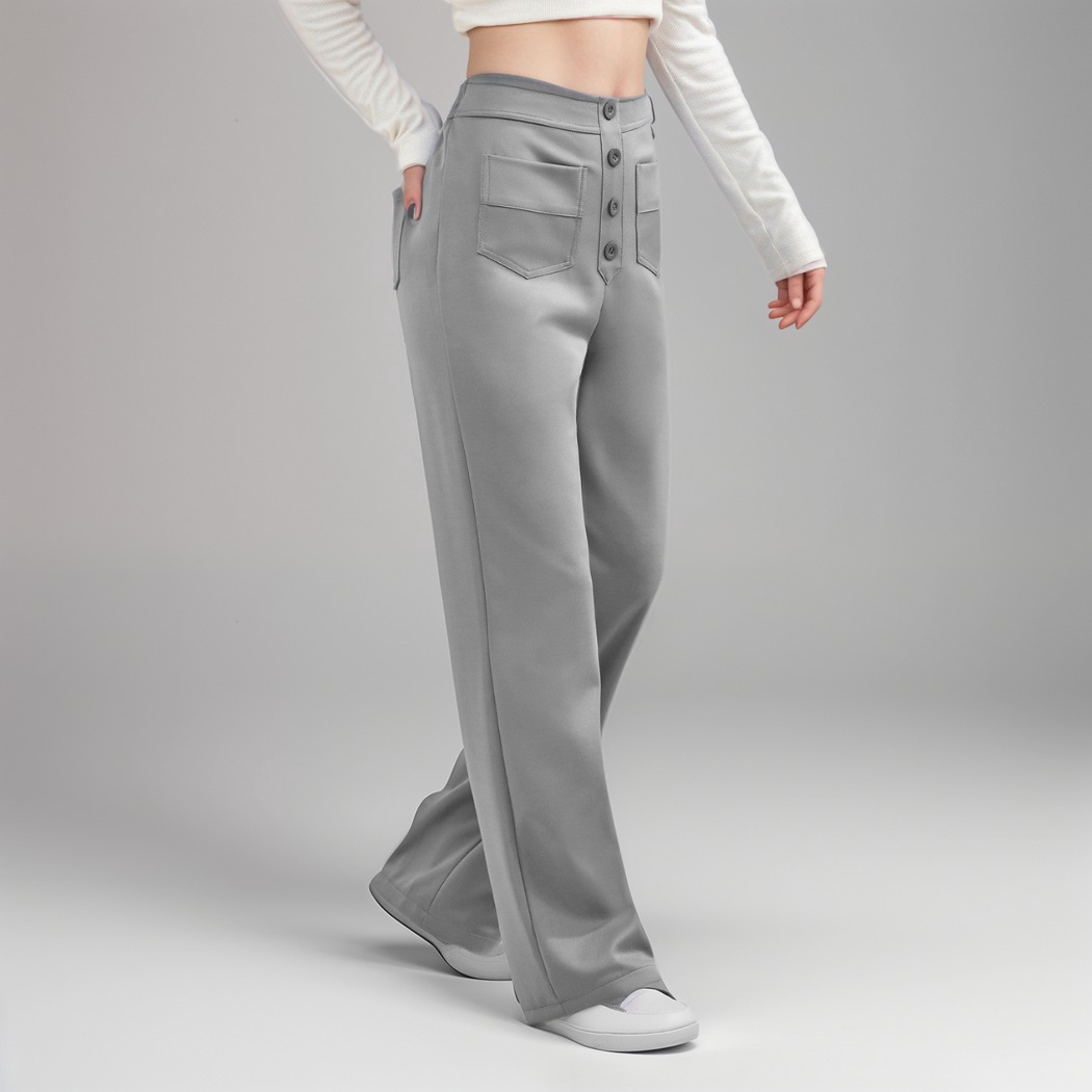 High-waisted elastic pants