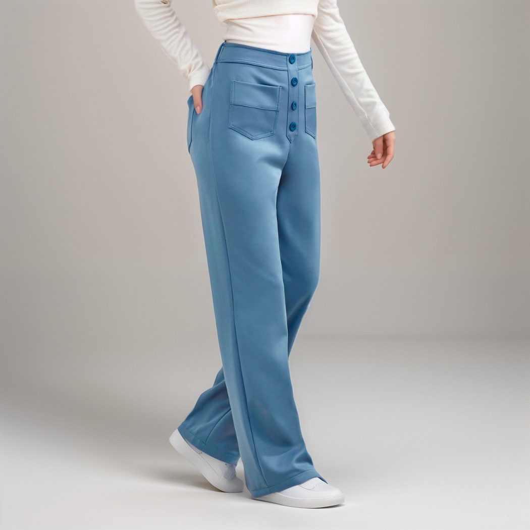 High-waisted elastic pants