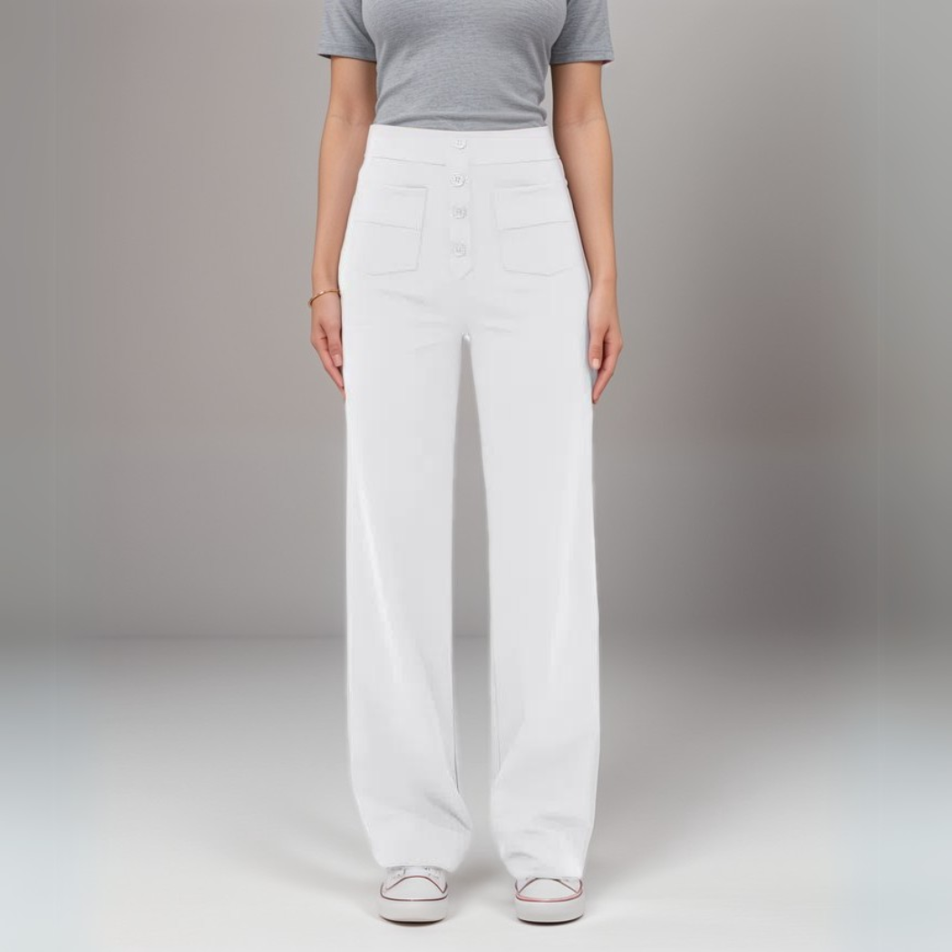 High-waisted elastic pants