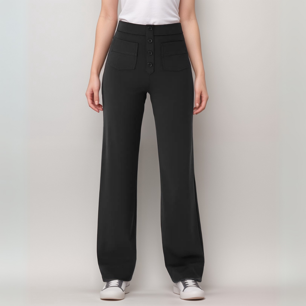 High-waisted elastic pants