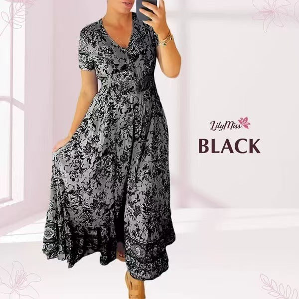 Vibrant V-neck floral dress