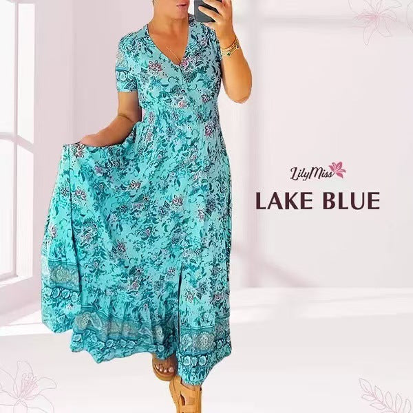 Vibrant V-neck floral dress