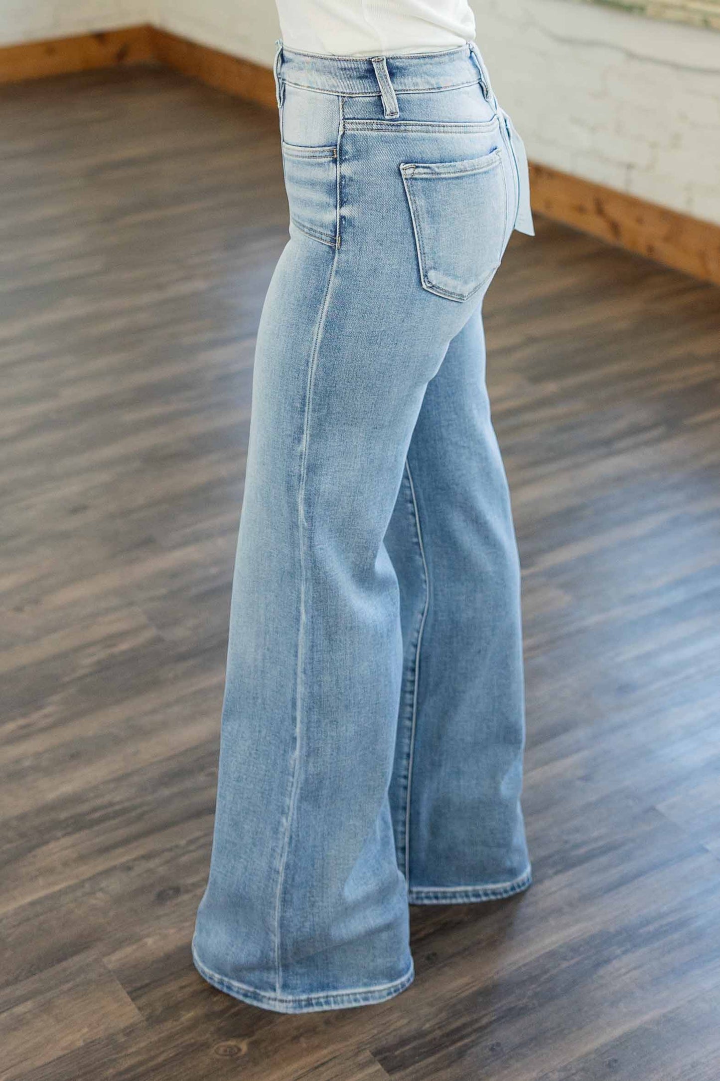 Wide Leg Front Seam Jeans
