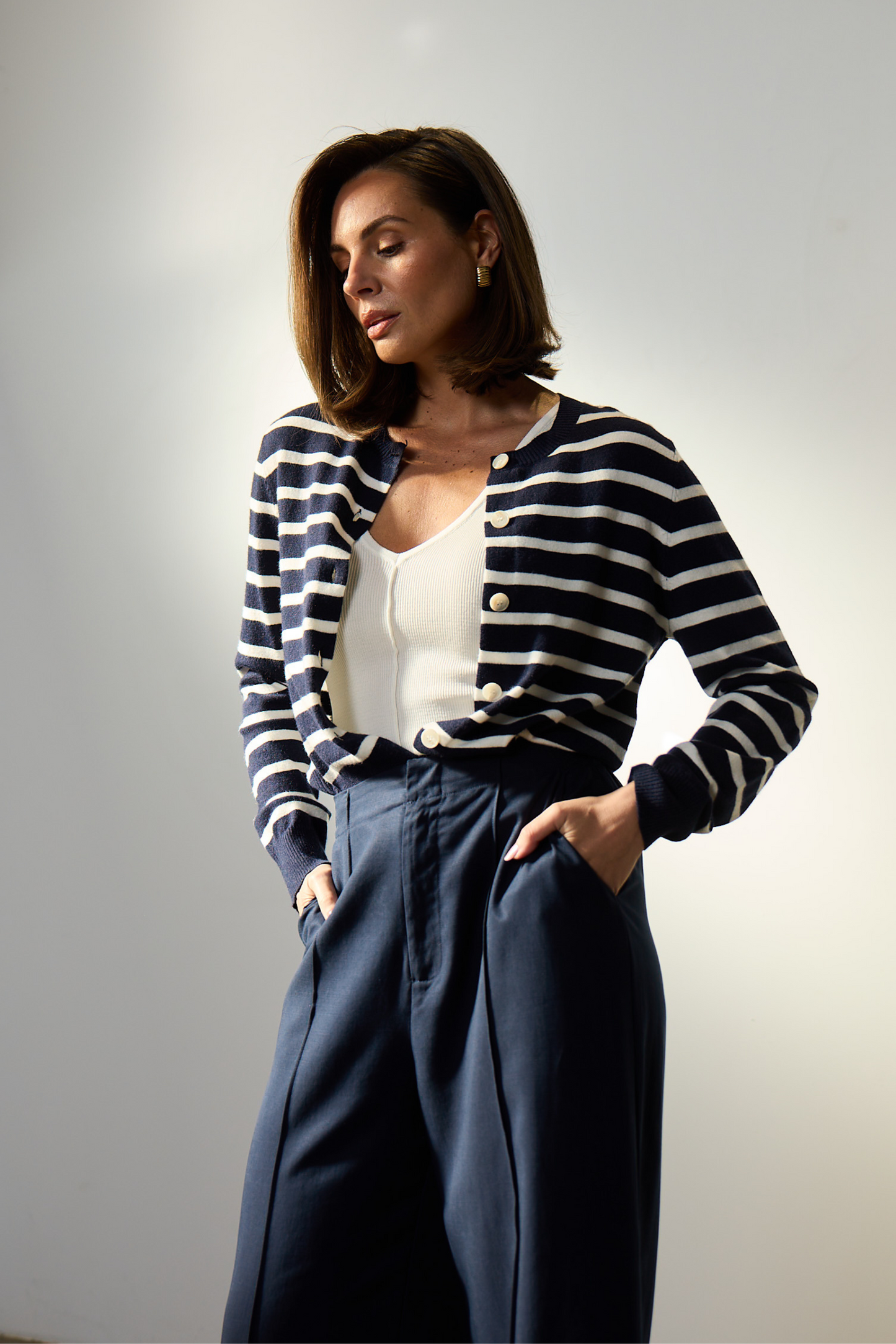 Lightweight Knit Cardigan - Striped