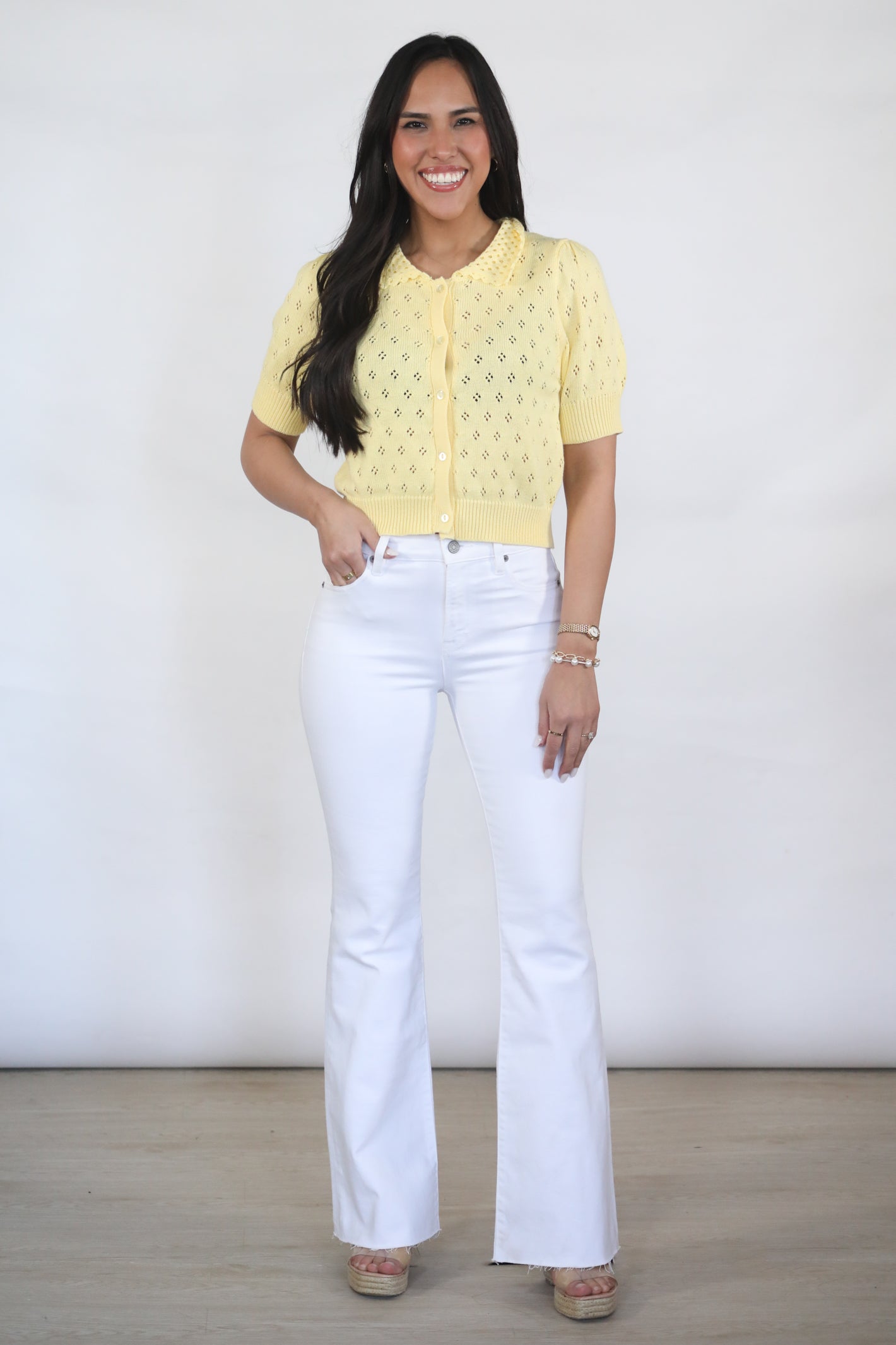 White High Rise Flare Jeans