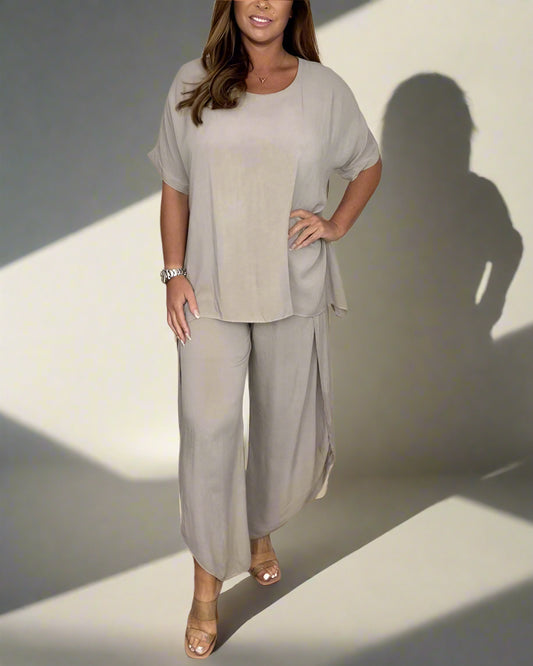 Short Sleeve Tummy Cover Two Piece Set