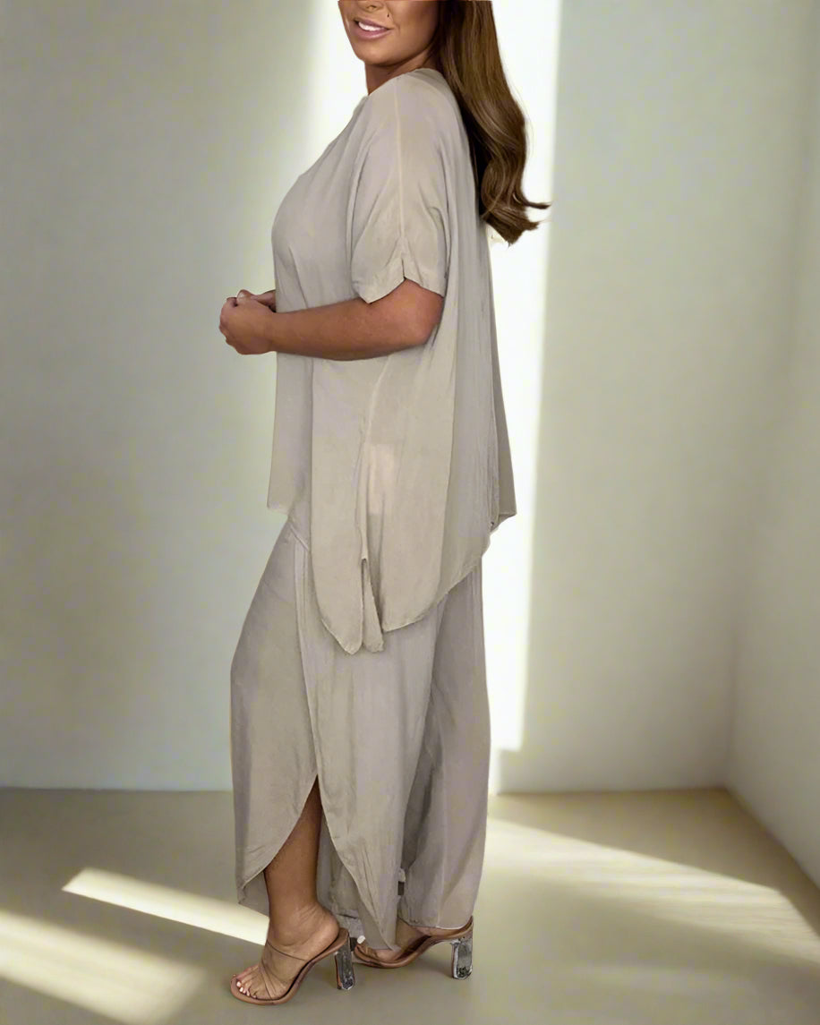 Short Sleeve Tummy Cover Two Piece Set