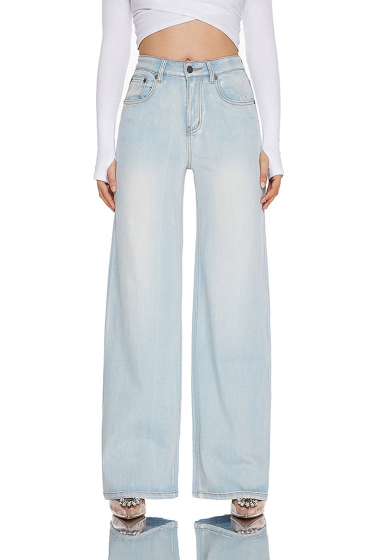 Women High Rise Stretch Wide Leg Jeans