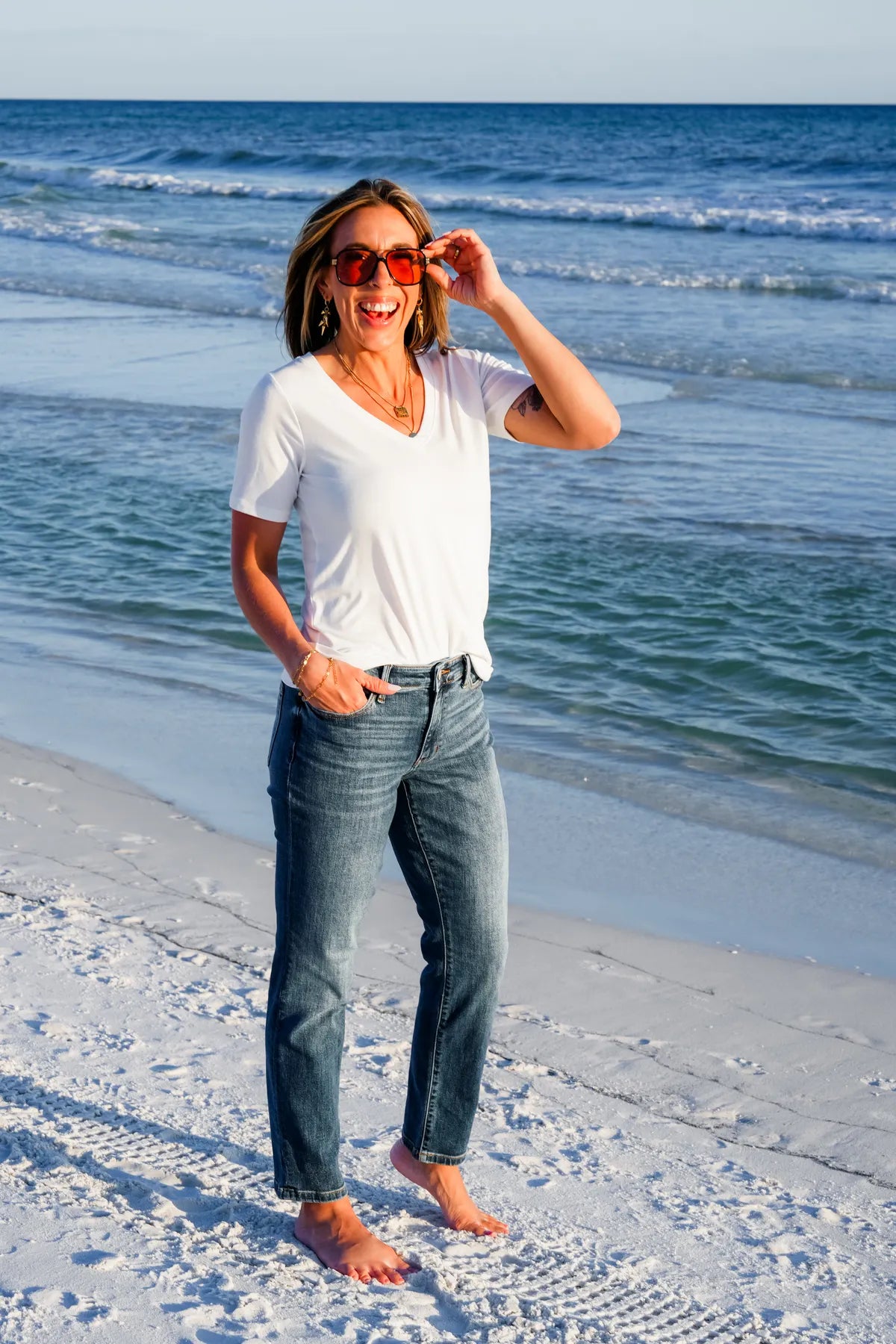 Tummy Control Mid-Rise Cuffed Jeans