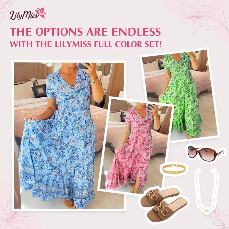 Vibrant V-neck floral dress
