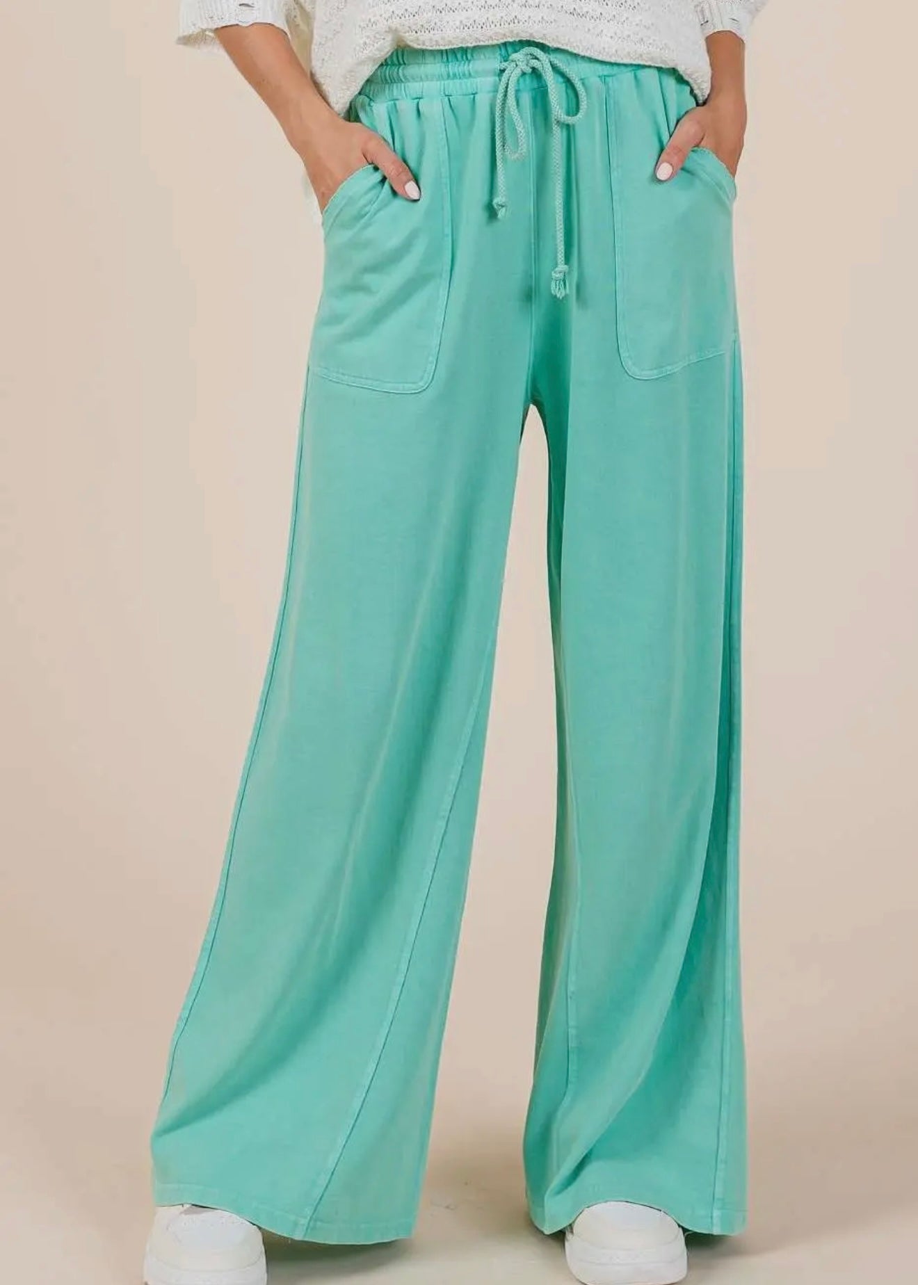 Comfort Wash French Terry Wide Leg Pants