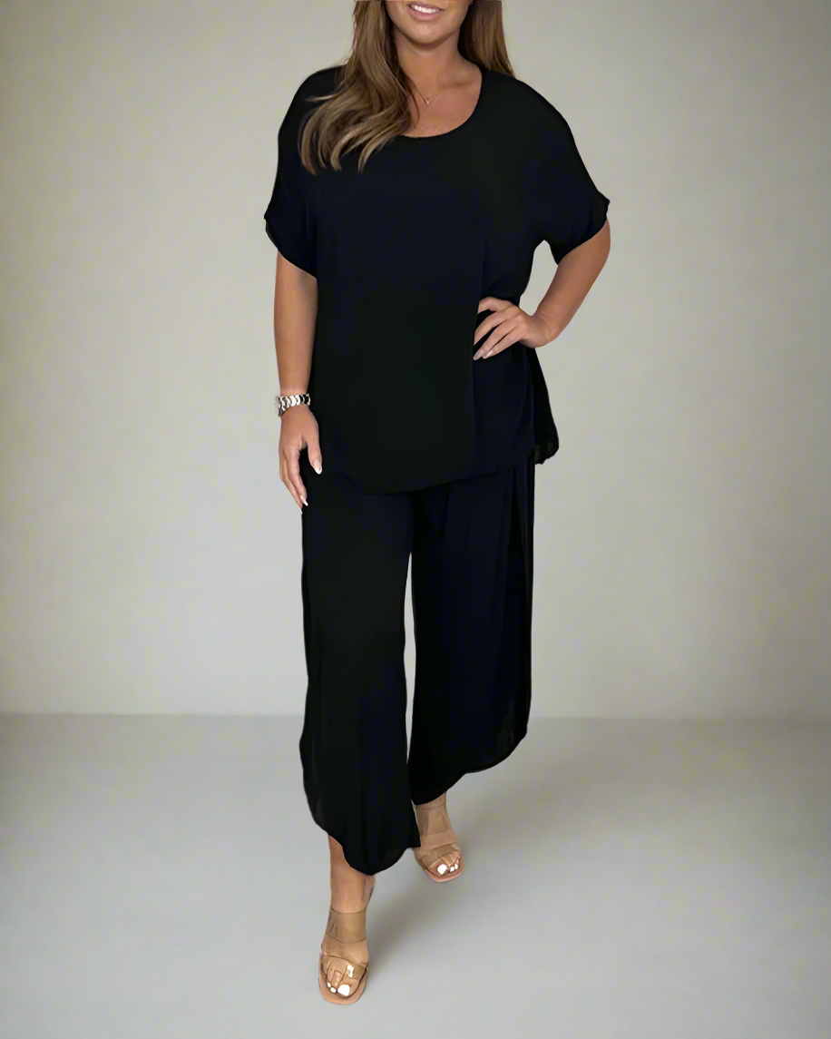 Short Sleeve Tummy Cover Two Piece Set