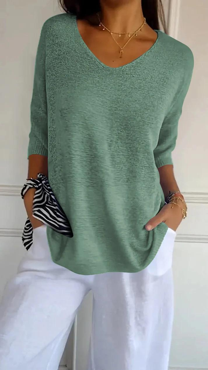 V-neck knitted sweater