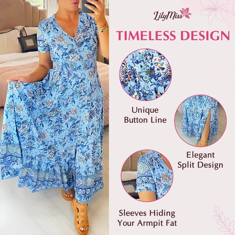 Vibrant V-neck floral dress