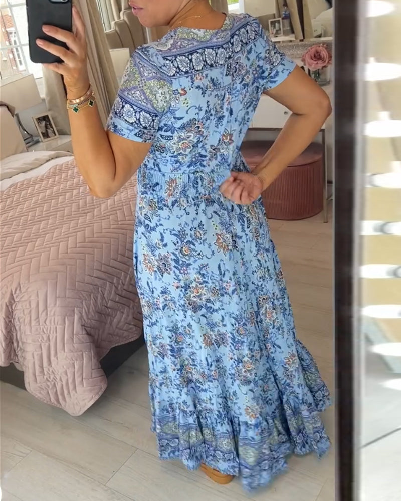 Vibrant V-neck floral dress