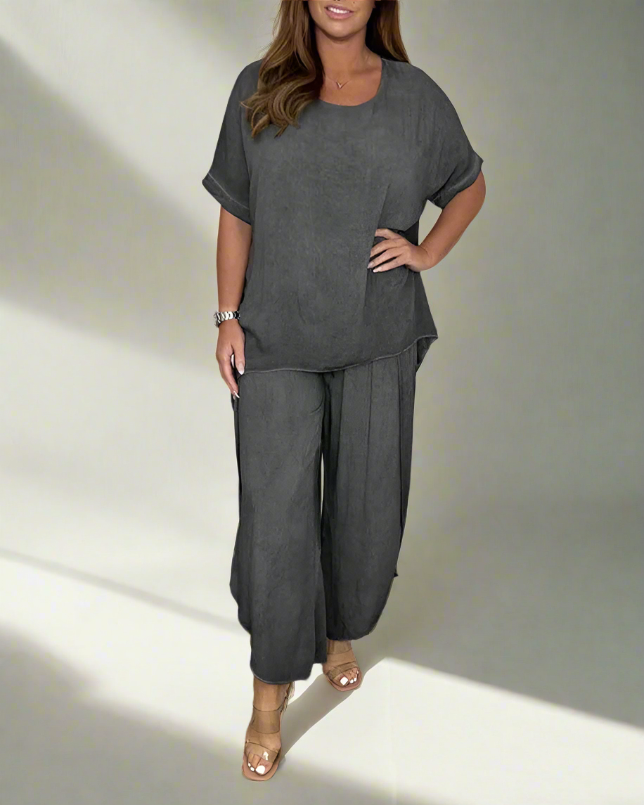 Short Sleeve Tummy Cover Two Piece Set