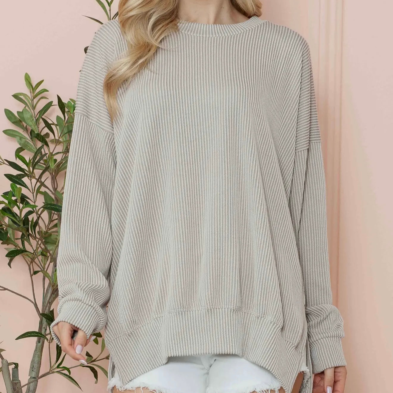 Oversized Ribbed Sweatshirt