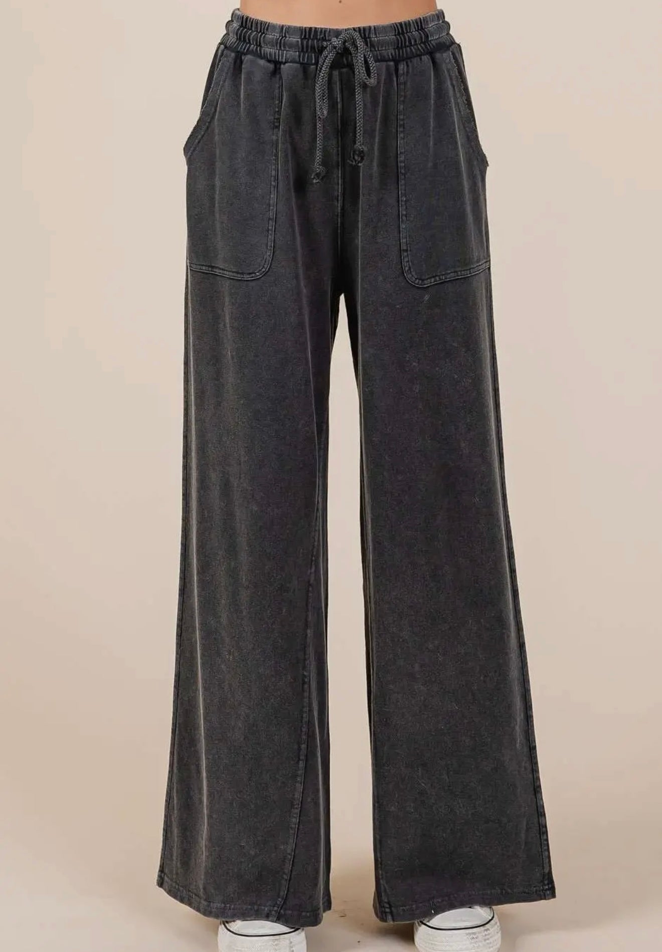 Comfort Wash French Terry Wide Leg Pants