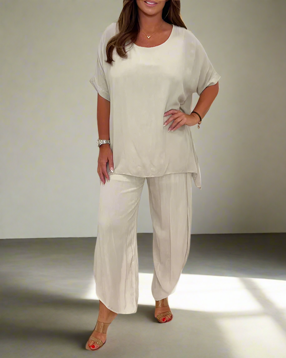Short Sleeve Tummy Cover Two Piece Set