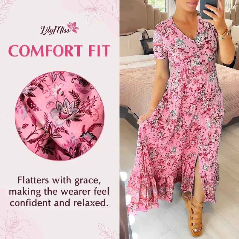 Vibrant V-neck floral dress