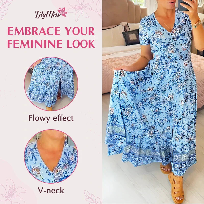 Vibrant V-neck floral dress