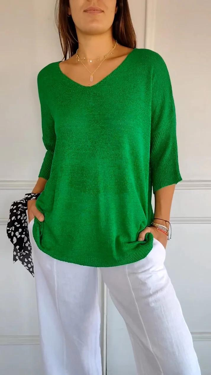 V-neck knitted sweater