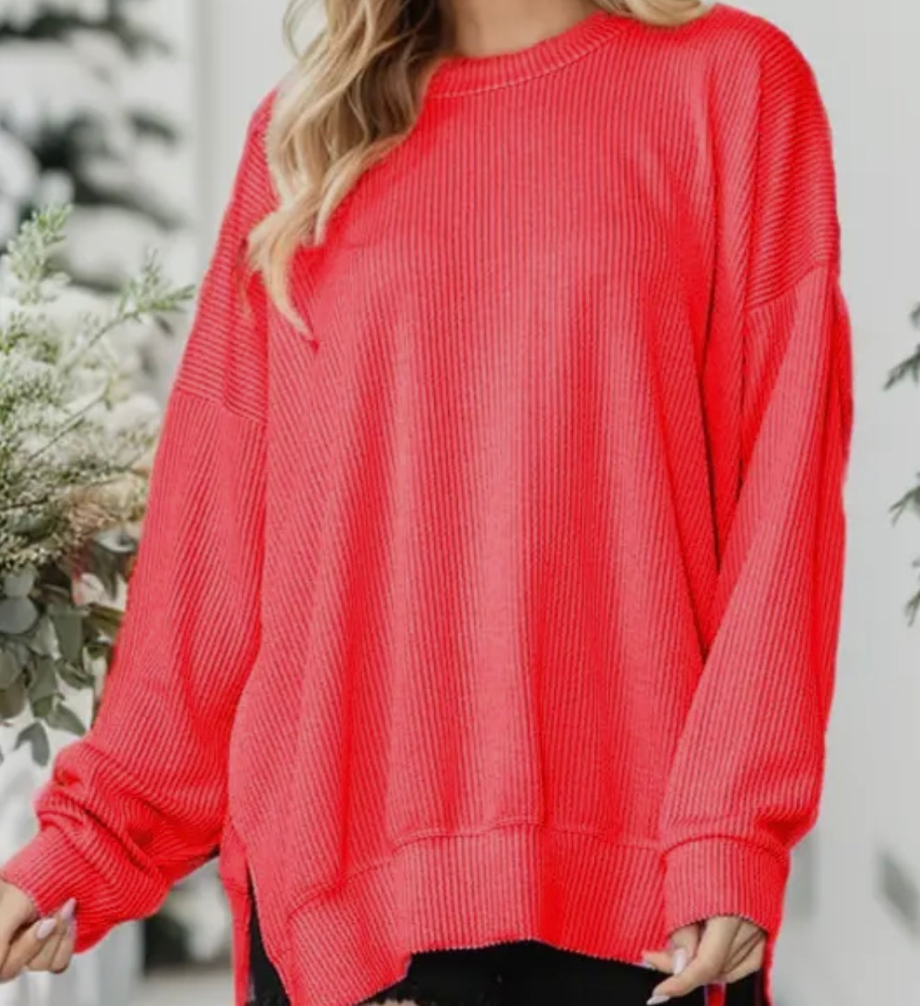 Oversized Ribbed Sweatshirt