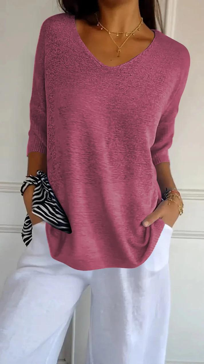 V-neck knitted sweater