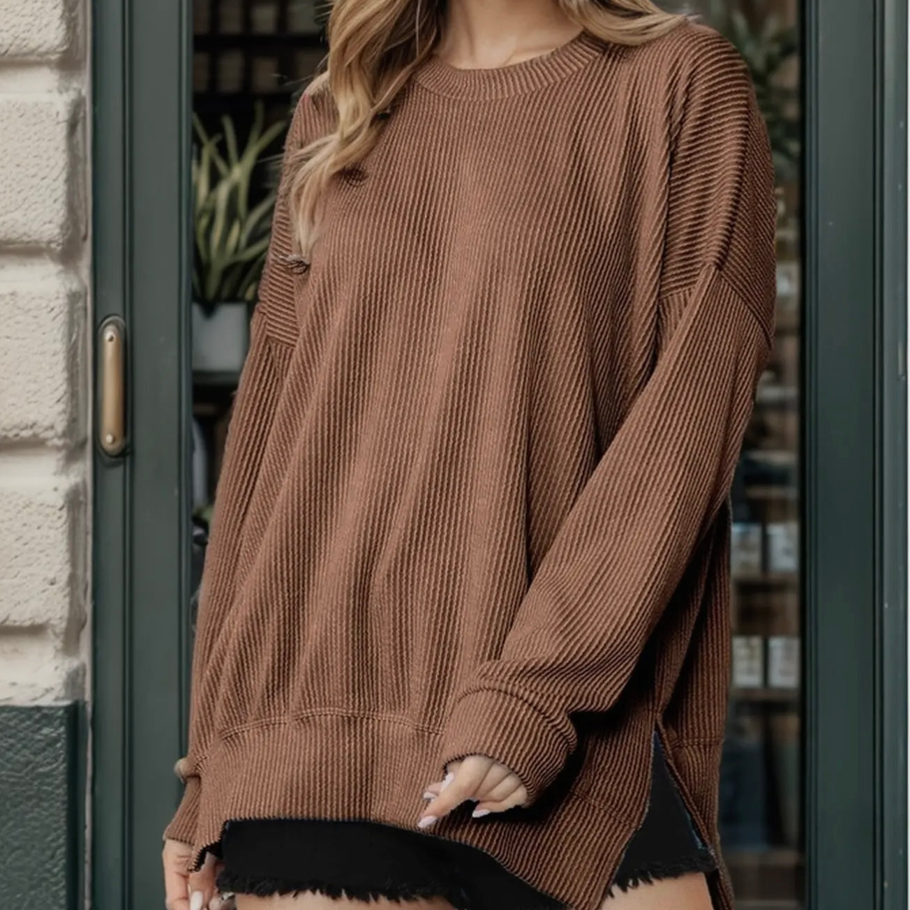Oversized Ribbed Sweatshirt