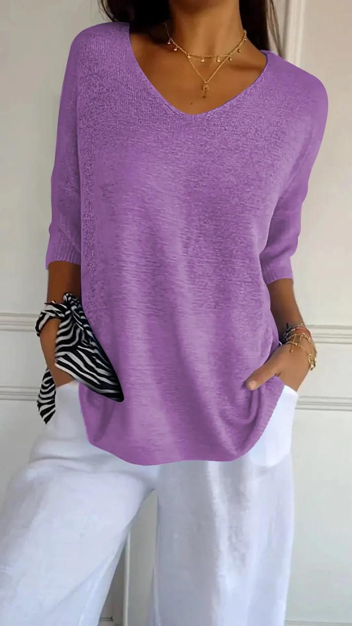 V-neck knitted sweater