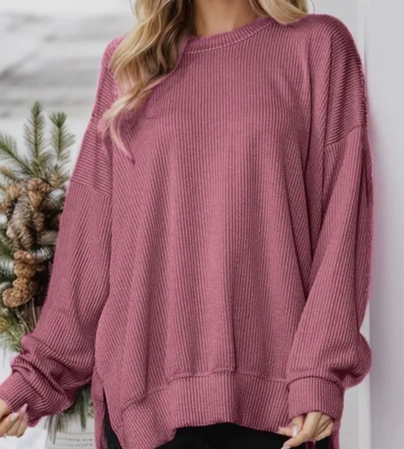 Oversized Ribbed Sweatshirt