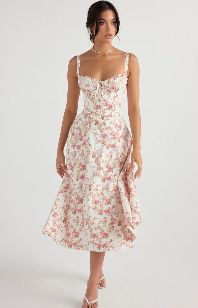 Corset Waist Midi Dress