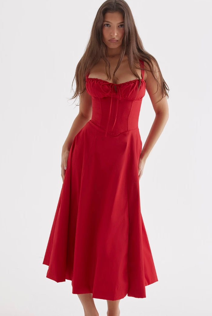 Corset Waist Midi Dress