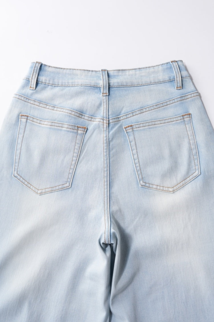 Women High Rise Stretch Wide Leg Jeans