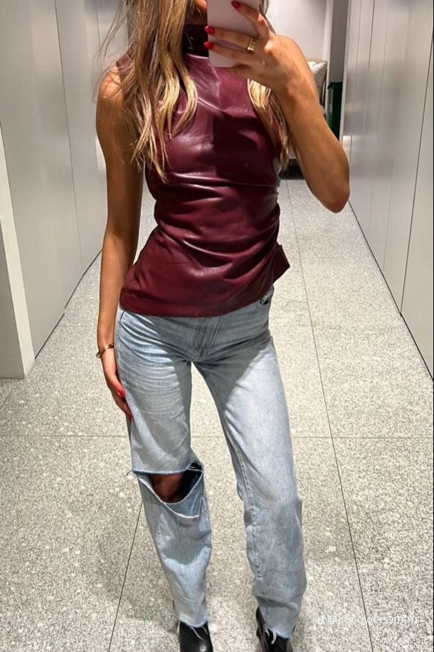 Burgundy top