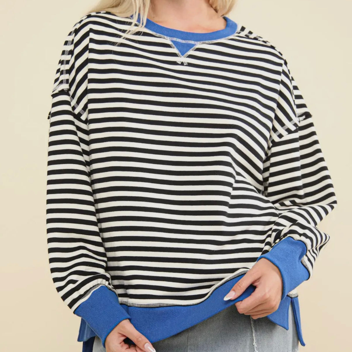 Effortless Stripe Lounge Sweatshirt