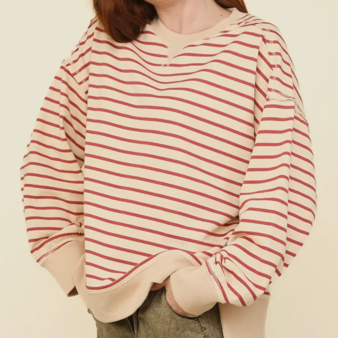 Effortless Stripe Lounge Sweatshirt