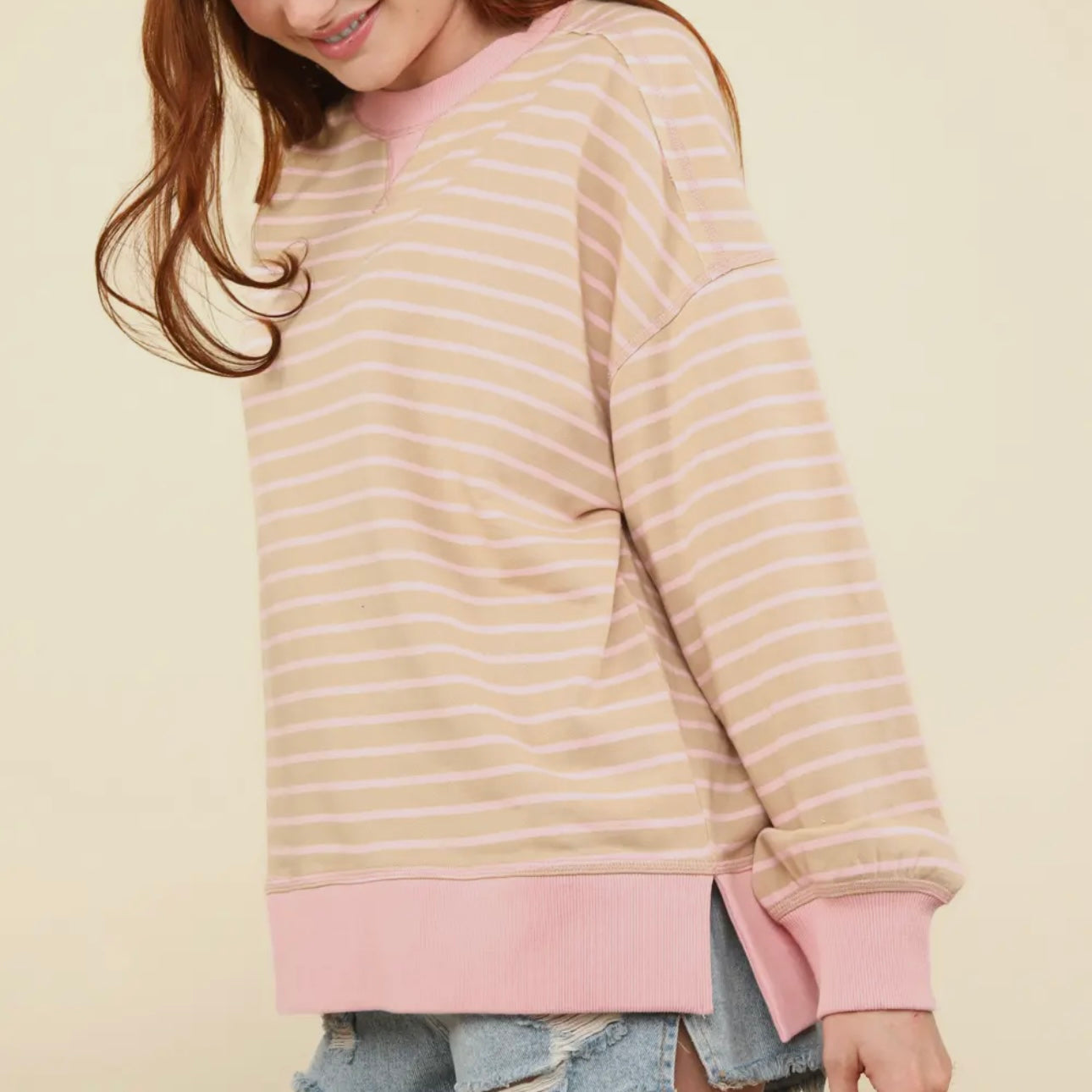 Effortless Stripe Lounge Sweatshirt