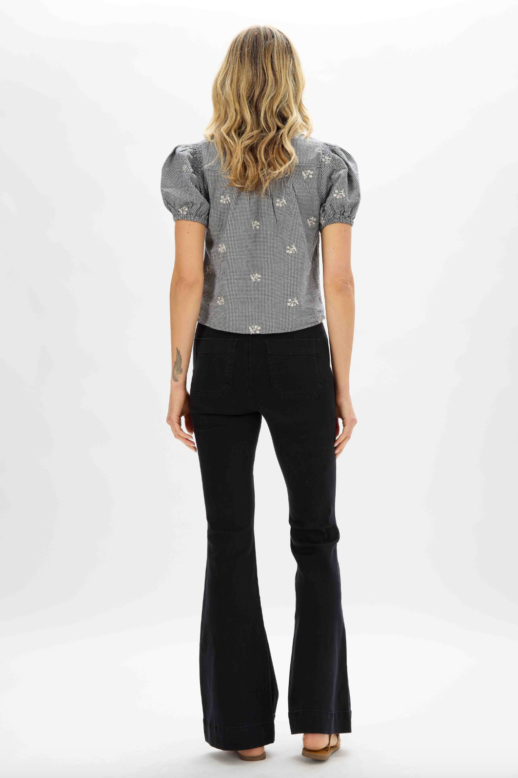 Black Pull-On Trouser Flare Jeans
