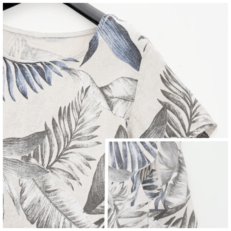 Round Neck Dress with Botanical Print