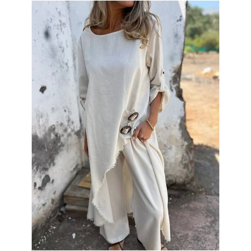 Women's Irregular Dress and Loose Fit Pants (2-Piece Set)
