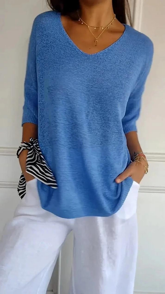 V-neck knitted sweater