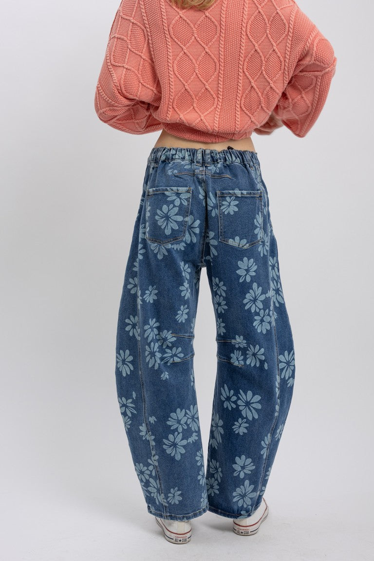 Floral Barrel Jeans