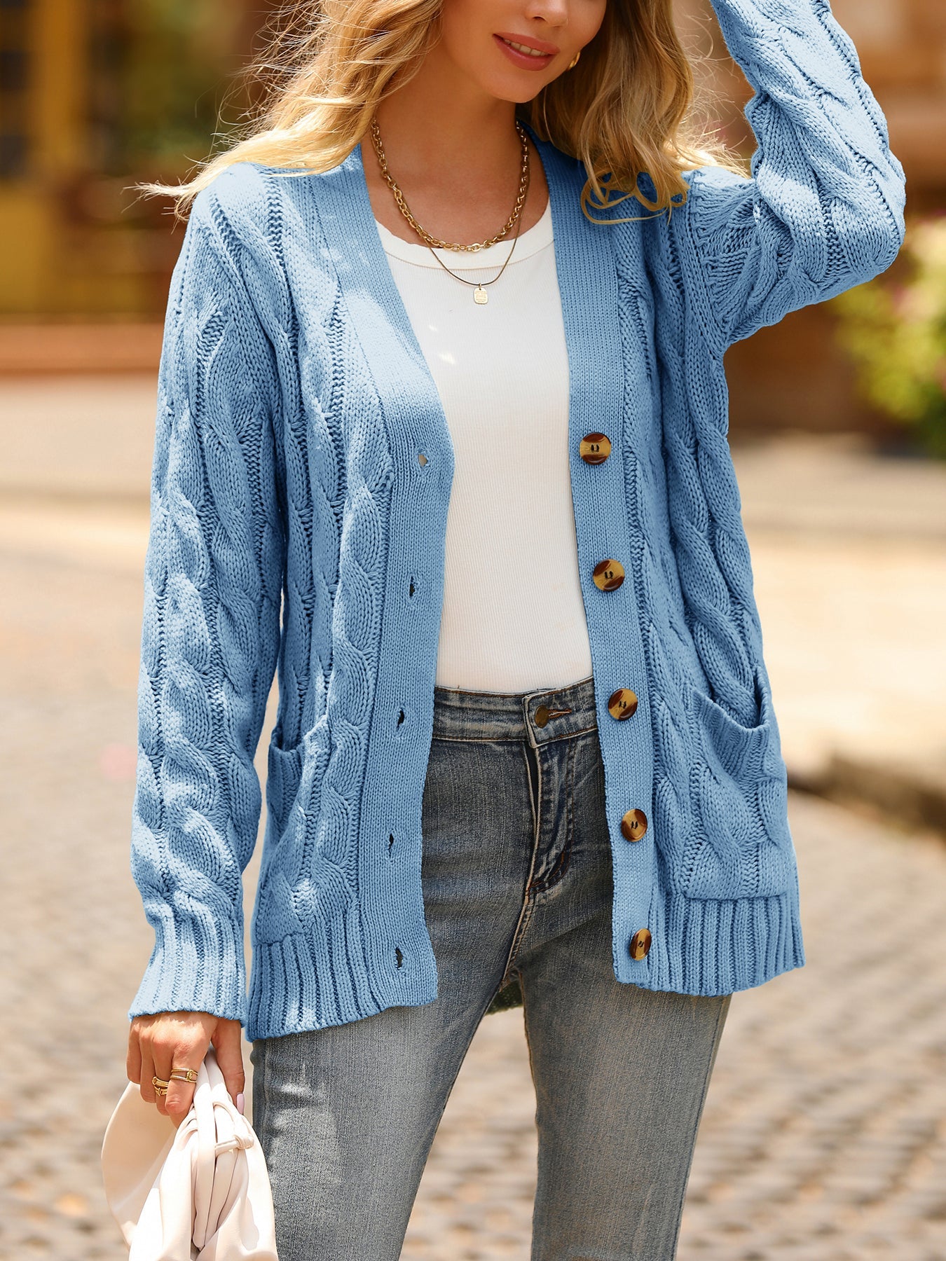 Classic Chunky Cable Knit Cardigan