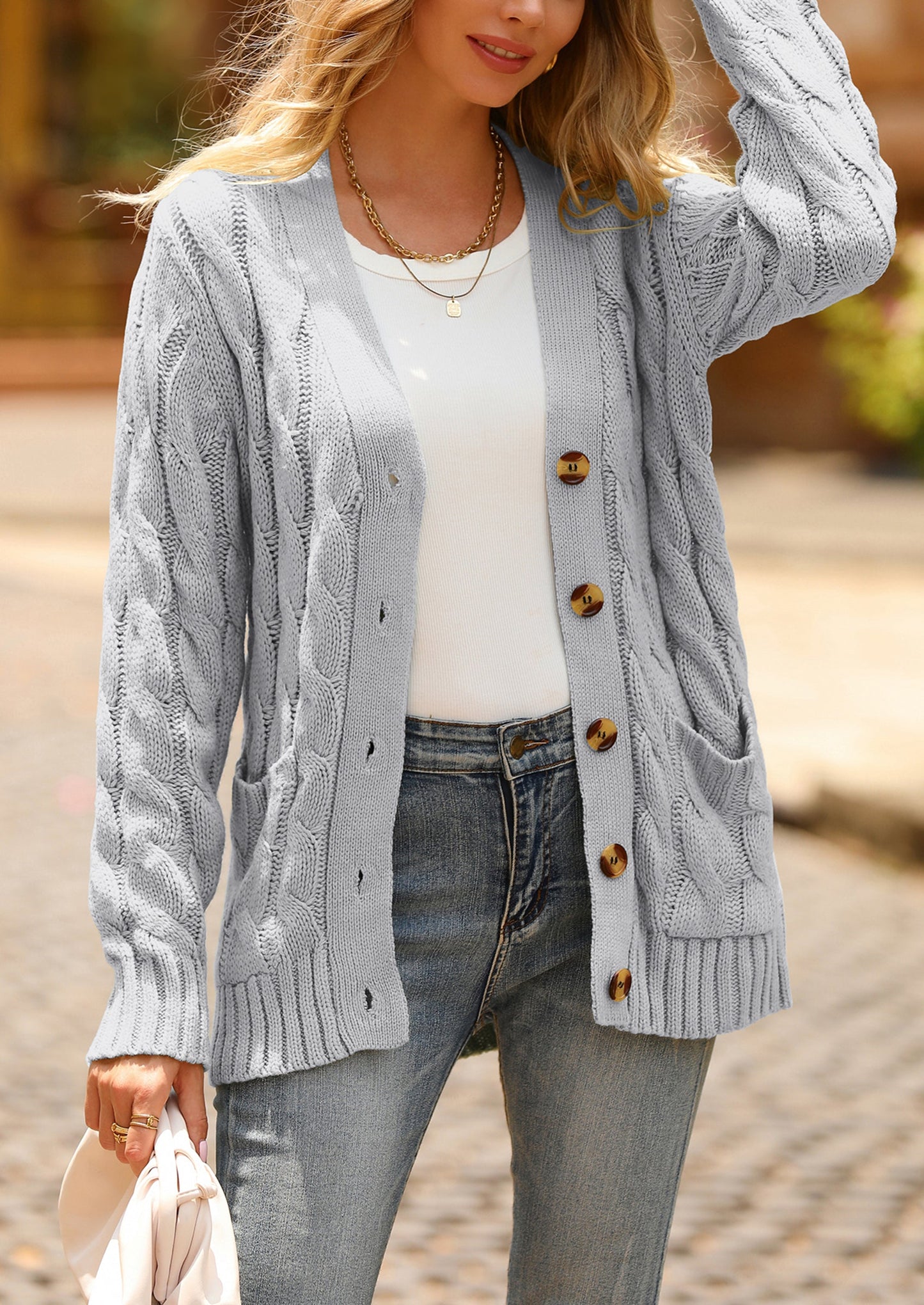 Classic Chunky Cable Knit Cardigan