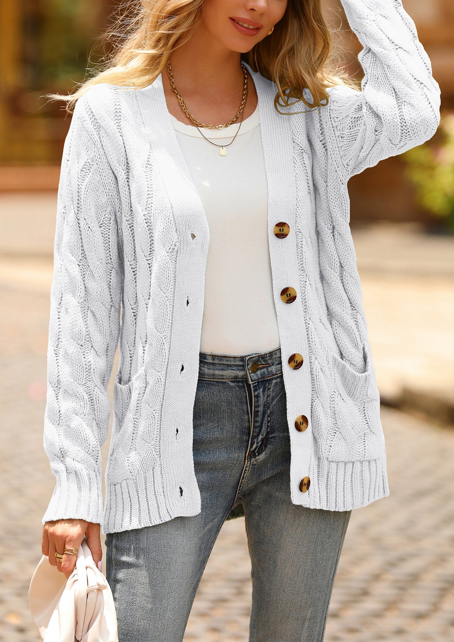 Classic Chunky Cable Knit Cardigan