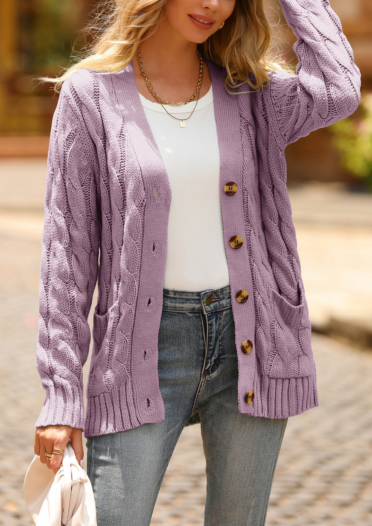 Classic Chunky Cable Knit Cardigan