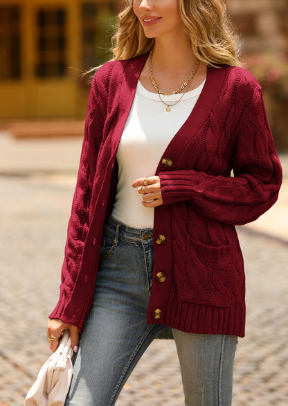 Classic Chunky Cable Knit Cardigan